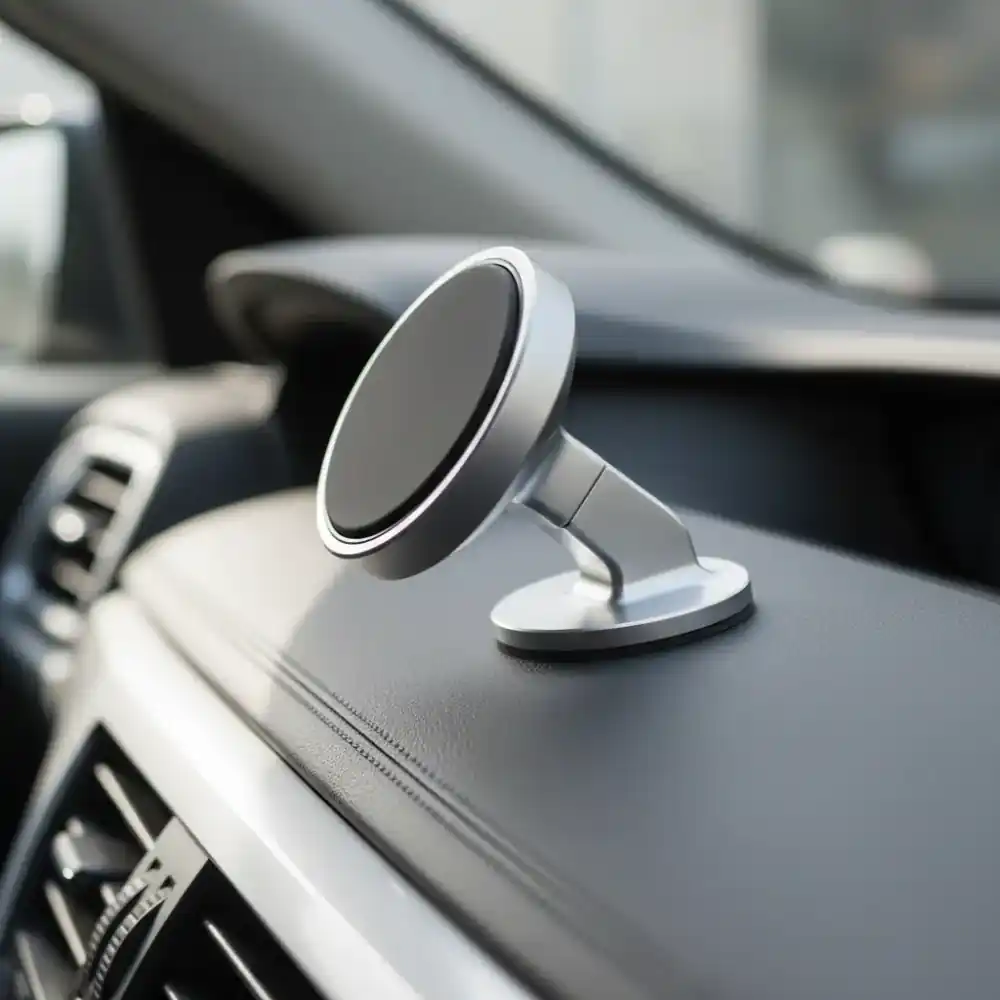 Close up of a magnetic car mount