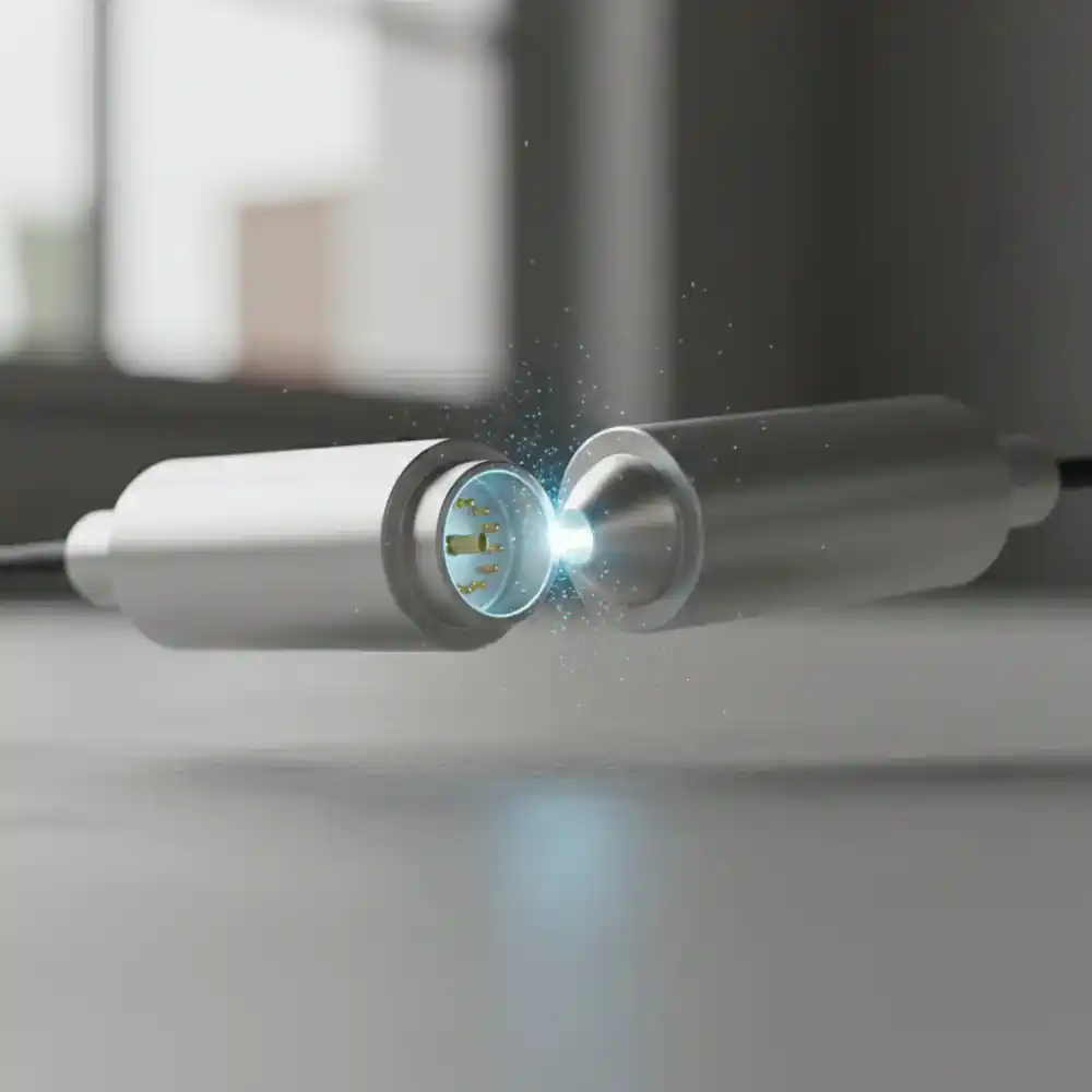 Close-up of magnetic connection snapping into place